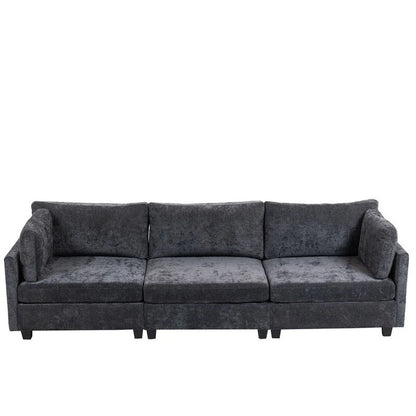 111.42  Chenille Upholstered Three Seater Sofa