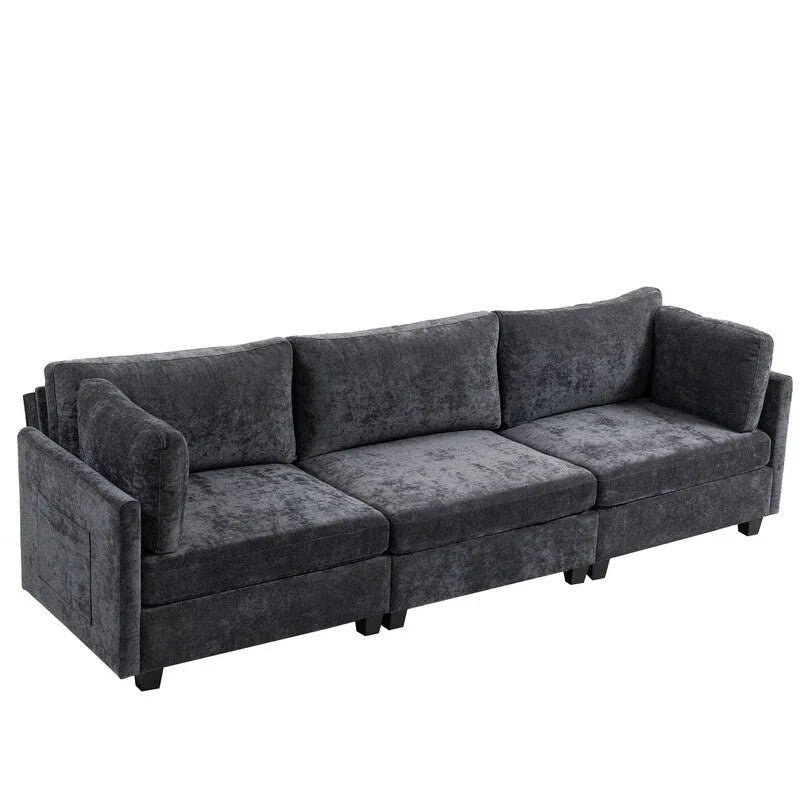 111.42  Chenille Upholstered Three Seater Sofa