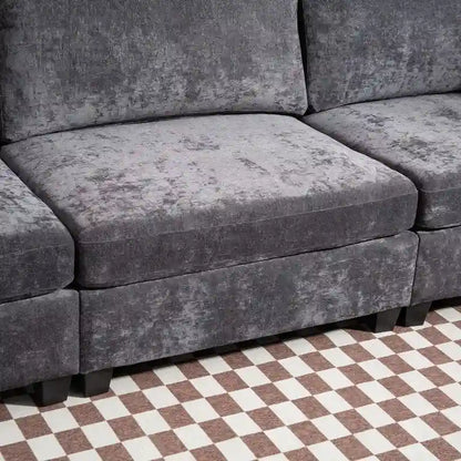111.42  Chenille Upholstered Three Seater Sofa