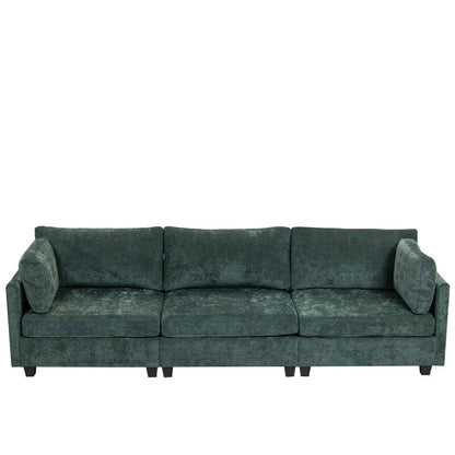 111.42  Chenille Upholstered Three Seater Sofa