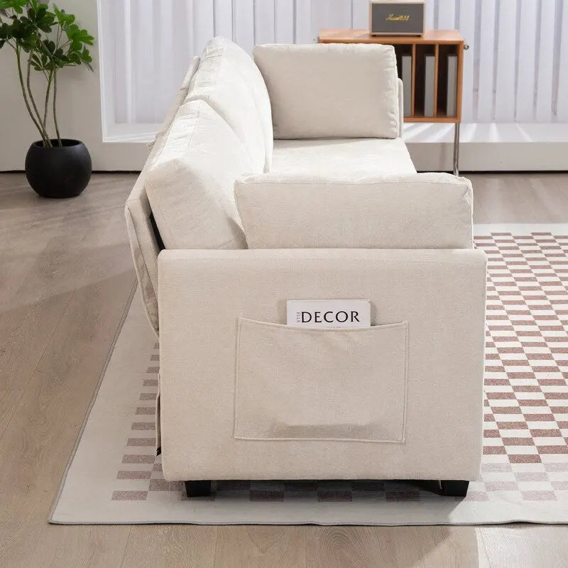 111.42  Chenille Upholstered Three Seater Sofa