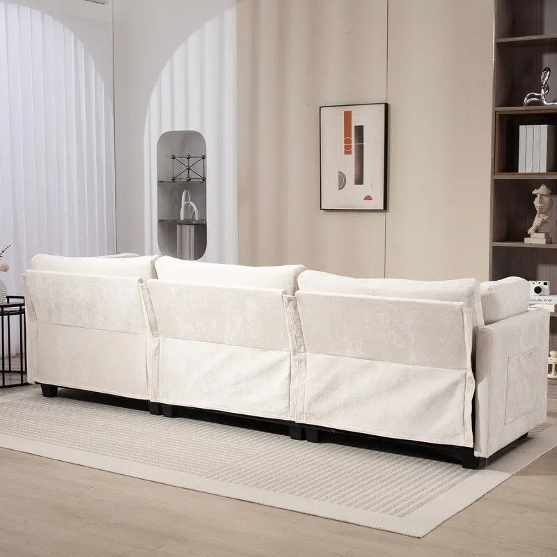 111.42  Chenille Upholstered Three Seater Sofa