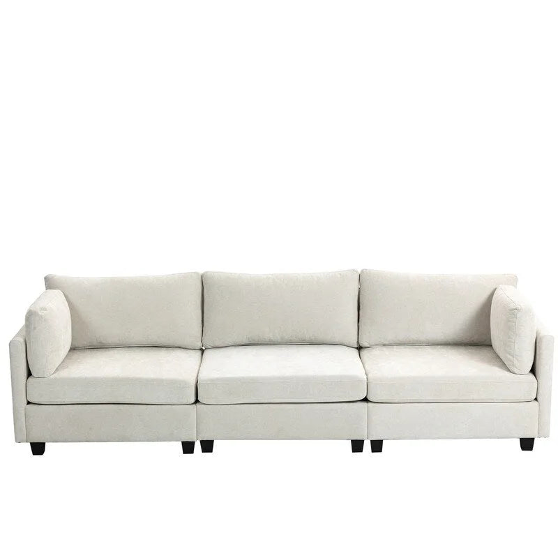 111.42  Chenille Upholstered Three Seater Sofa