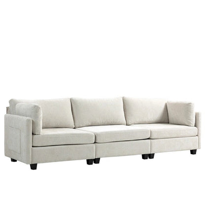 111.42  Chenille Upholstered Three Seater Sofa