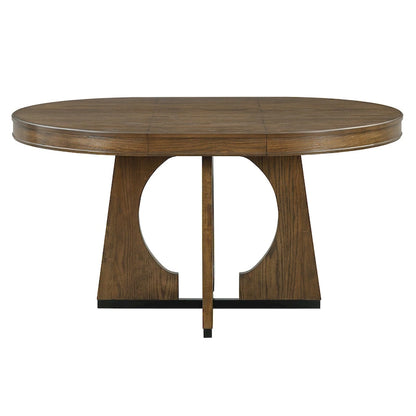 5-Piece Rustic Functional Dining Set, 1 Extendable Table with a 16-inch Leaf and 4 Upholstered Chairs