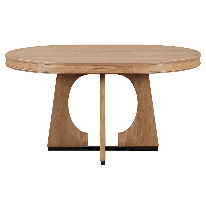 5-Piece Rustic Functional Dining Set, 1 Extendable Table with a 16-inch Leaf and 4 Upholstered Chairs