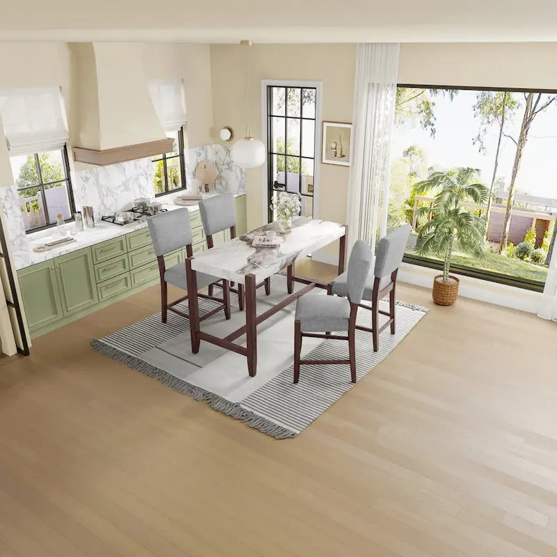 Mid Century Modern Bar Stools Set of 4,Counter Stools with Back,Linen Upholstered Barstools with Solid Wood Legs Bar Chairs