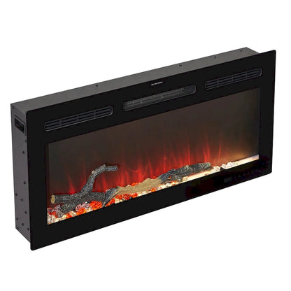 VECELO 70  Rustic TV Stand without/with Fireplace Heater(2 Options),Media Entertainment Center Table with Storage Shelves