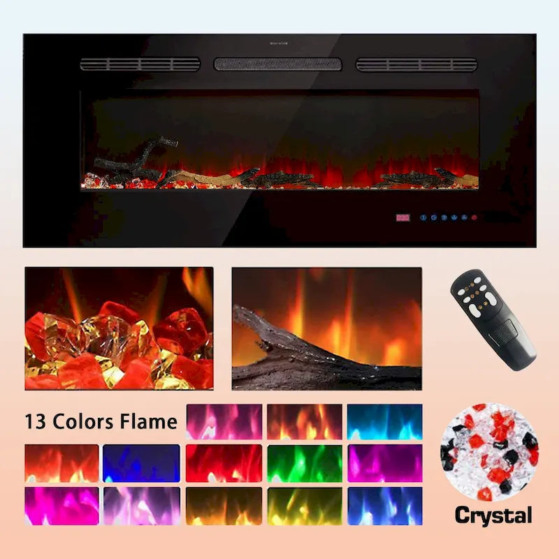 VECELO 70  Rustic TV Stand without/with Fireplace Heater(2 Options),Media Entertainment Center Table with Storage Shelves