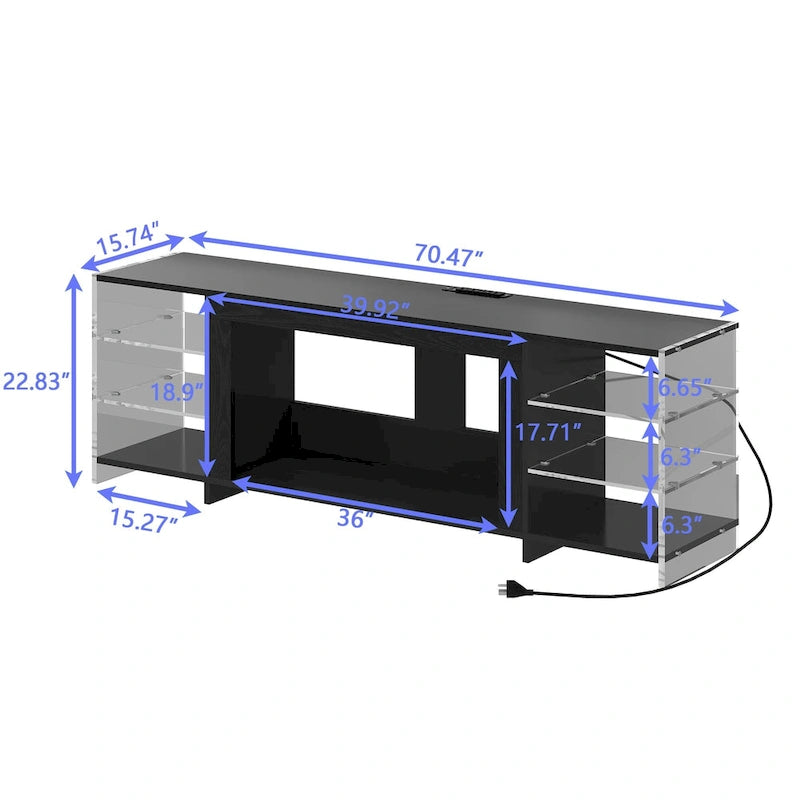 VECELO 70  Rustic TV Stand without/with Fireplace Heater(2 Options),Media Entertainment Center Table with Storage Shelves