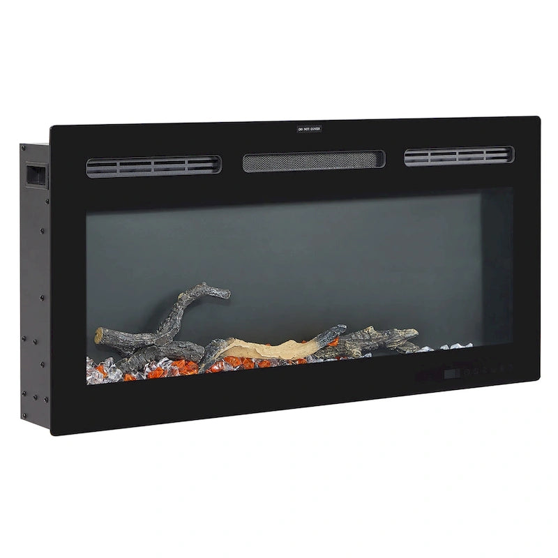 VECELO 70  Rustic TV Stand without/with Fireplace Heater(2 Options),Media Entertainment Center Table with Storage Shelves