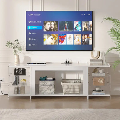 VECELO 70  Rustic TV Stand without/with Fireplace Heater(2 Options),Media Entertainment Center Table with Storage Shelves