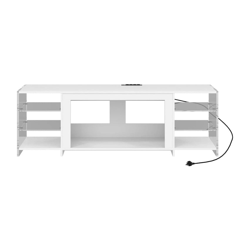 VECELO 70  Rustic TV Stand without/with Fireplace Heater(2 Options),Media Entertainment Center Table with Storage Shelves