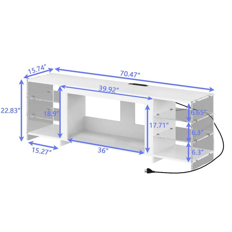 VECELO 70  Rustic TV Stand without/with Fireplace Heater(2 Options),Media Entertainment Center Table with Storage Shelves