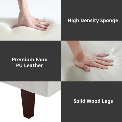 Mid-Century 74 in PU Leather Futon Sofa Bed, Button Tufted Sofa 3-Seat for Living Room Bedroom