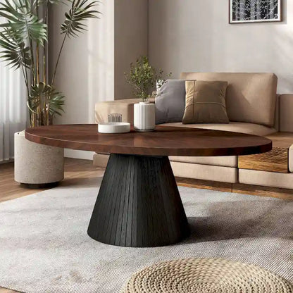 Furniture of America Dravo Modern Brown and Black Oval Coffee Table