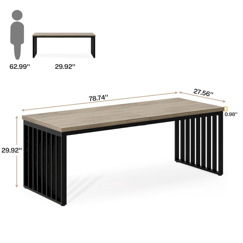 78.7-Inch 2 Person Computer Desk, Wood Writing Executive Desk for Home Office