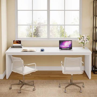 78.7-Inch 2 Person Computer Desk, Wood Writing Executive Desk for Home Office