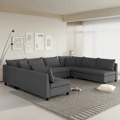 116  Chenille U-Shaped Modular Sectional Sofa, 8-Seater