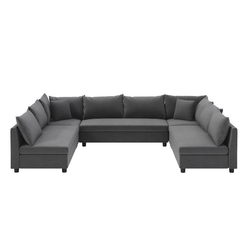 116  Chenille U-Shaped Modular Sectional Sofa, 8-Seater