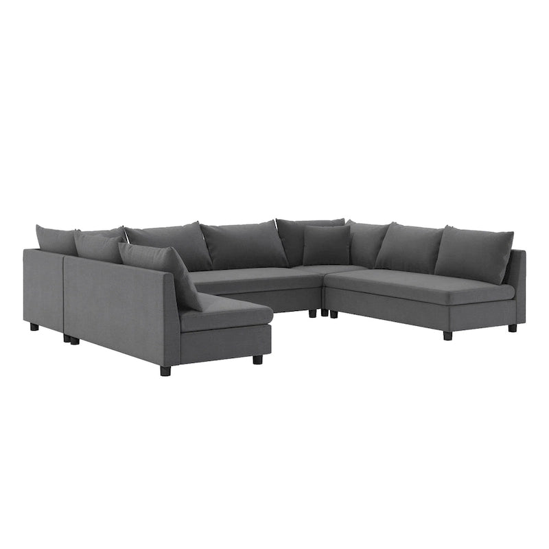 116  Chenille U-Shaped Modular Sectional Sofa, 8-Seater