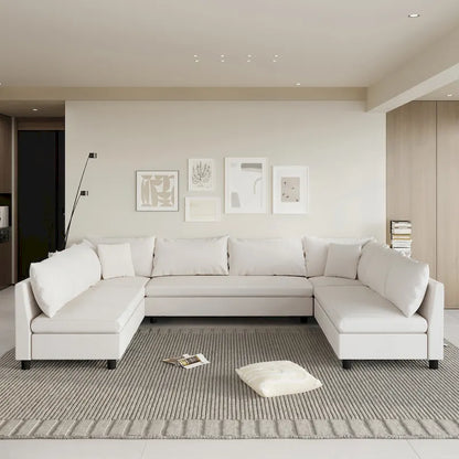 116  Chenille U-Shaped Modular Sectional Sofa, 8-Seater