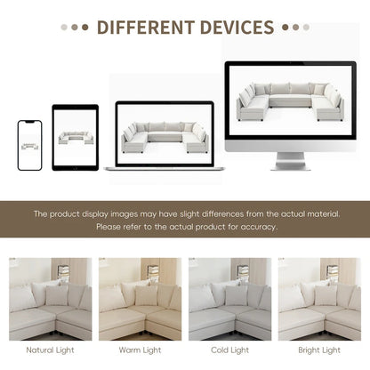 116  Chenille U-Shaped Modular Sectional Sofa, 8-Seater