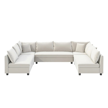 116  Chenille U-Shaped Modular Sectional Sofa, 8-Seater