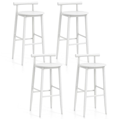 Gymax Bar Height Stools Set of 4 Bar Chair w/ Acacia Wood Frame