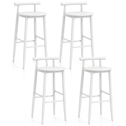 Gymax Bar Height Stools Set of 4 Bar Chair w/ Acacia Wood Frame