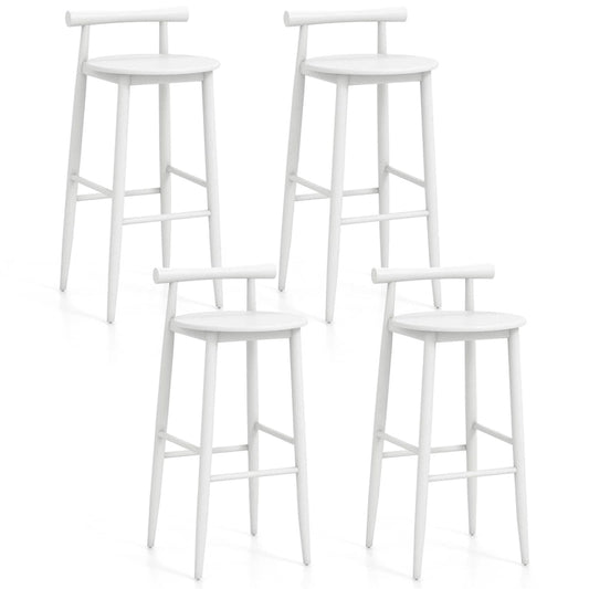 Gymax Bar Height Stools Set of 4 Bar Chair w/ Acacia Wood Frame