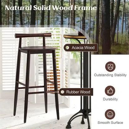 Gymax Bar Height Stools Set of 4 Bar Chair w/ Acacia Wood Frame