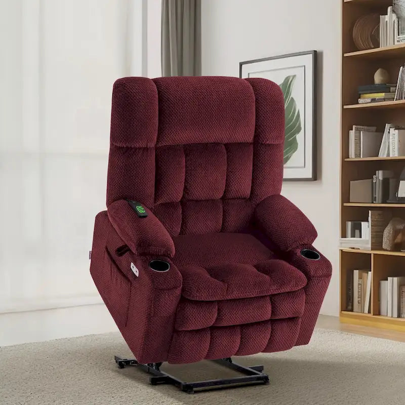 MCombo Dual Motor Power Lift Recliner Chair with Massage and Heat for Big People, Fabric R7891 (Large-Wide)