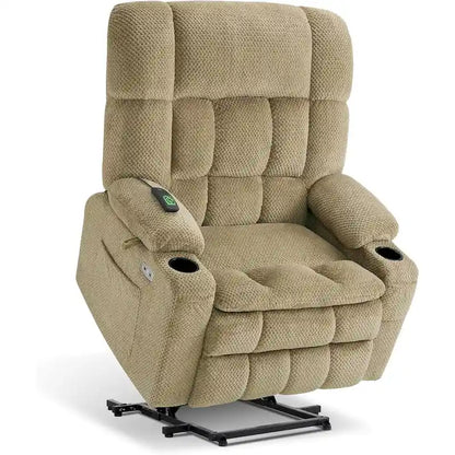 MCombo Dual Motor Power Lift Recliner Chair with Massage and Heat for Big People, Fabric R7891 (Large-Wide)