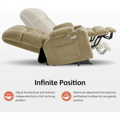 MCombo Dual Motor Power Lift Recliner Chair with Massage and Heat for Big People, Fabric R7891 (Large-Wide)