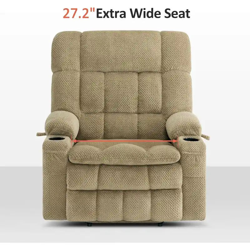 MCombo Dual Motor Power Lift Recliner Chair with Massage and Heat for Big People, Fabric R7891 (Large-Wide)