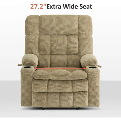 MCombo Dual Motor Power Lift Recliner Chair with Massage and Heat for Big People, Fabric R7891 (Large-Wide)
