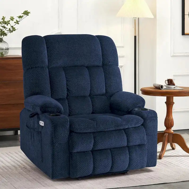 MCombo Dual Motor Power Lift Recliner Chair with Massage and Heat for Big People, Fabric R7891 (Large-Wide)