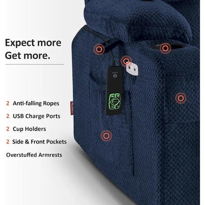 MCombo Dual Motor Power Lift Recliner Chair with Massage and Heat for Big People, Fabric R7891 (Large-Wide)