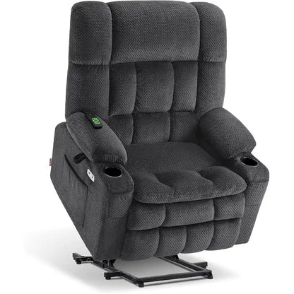 MCombo Dual Motor Power Lift Recliner Chair with Massage and Heat for Big People, Fabric R7891 (Large-Wide)