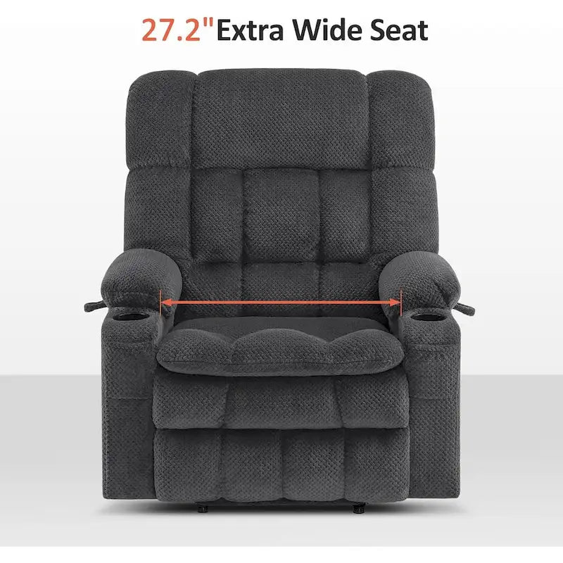 MCombo Dual Motor Power Lift Recliner Chair with Massage and Heat for Big People, Fabric R7891 (Large-Wide)