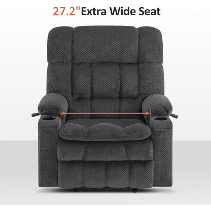 MCombo Dual Motor Power Lift Recliner Chair with Massage and Heat for Big People, Fabric R7891 (Large-Wide)