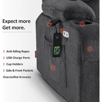 MCombo Dual Motor Power Lift Recliner Chair with Massage and Heat for Big People, Fabric R7891 (Large-Wide)