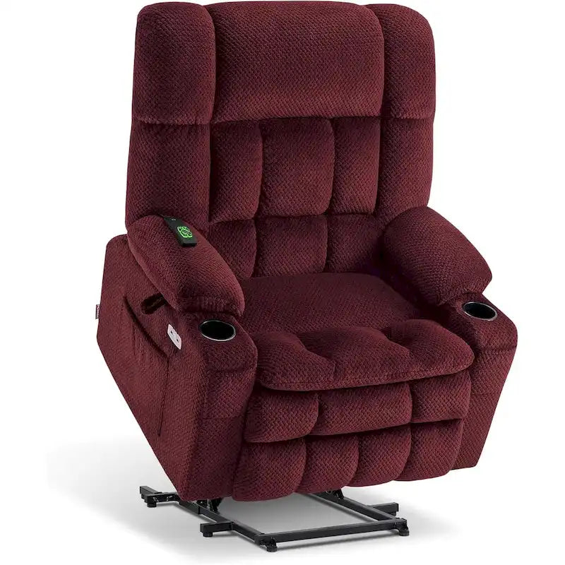 MCombo Dual Motor Power Lift Recliner Chair with Massage and Heat for Big People, Fabric R7891 (Large-Wide)