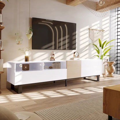 70.9  TV Stand with Double Storage Space and Drop Down Door for TVs Up to 80