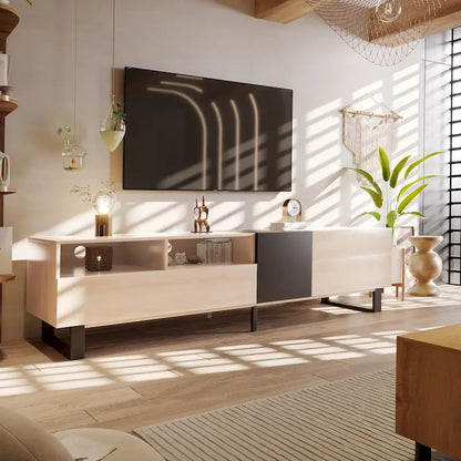 70.9  TV Stand with Double Storage Space and Drop Down Door for TVs Up to 80