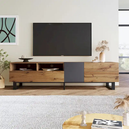 70.9  TV Stand with Double Storage Space and Drop Down Door for TVs Up to 80