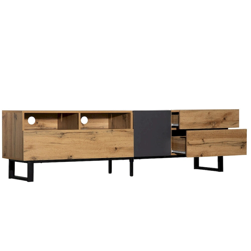 70.9  TV Stand with Double Storage Space and Drop Down Door for TVs Up to 80