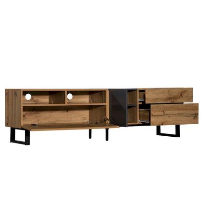 70.9  TV Stand with Double Storage Space and Drop Down Door for TVs Up to 80