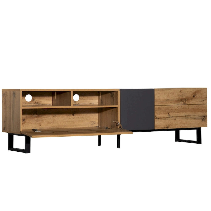 70.9  TV Stand with Double Storage Space and Drop Down Door for TVs Up to 80